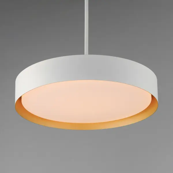 Echo 24" LED Drum Pendant in White with Gold Interior - Image 4