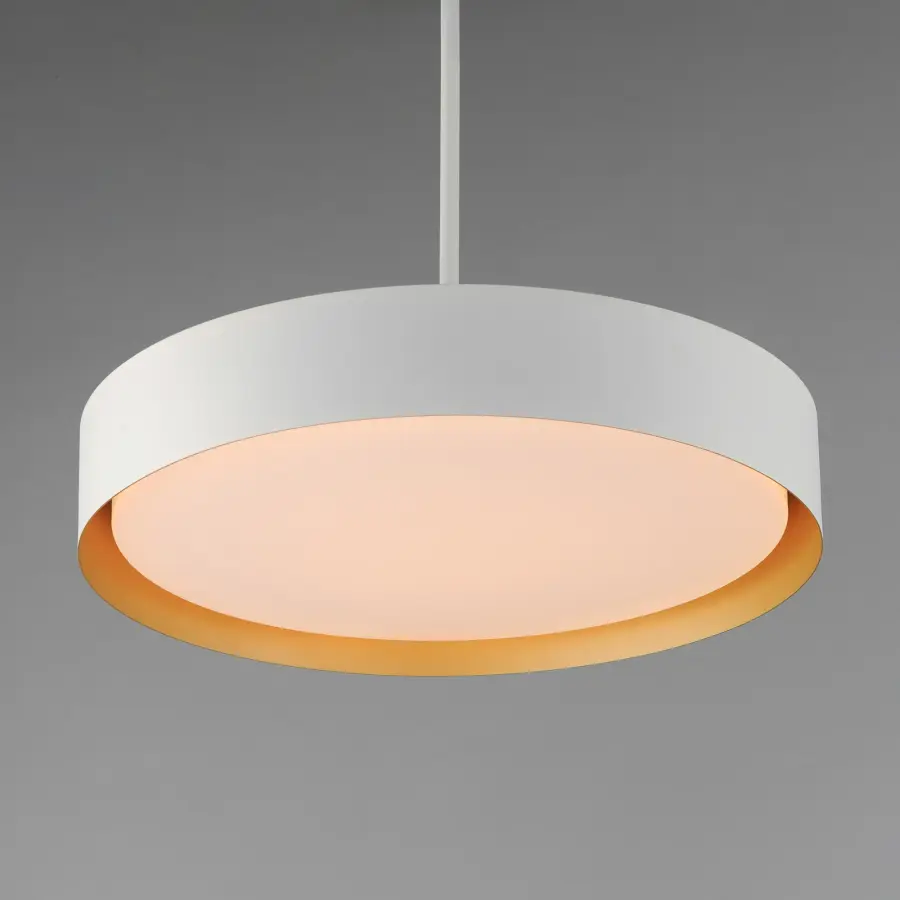 Echo 24" LED Drum Pendant in White with Gold Interior - Image 4