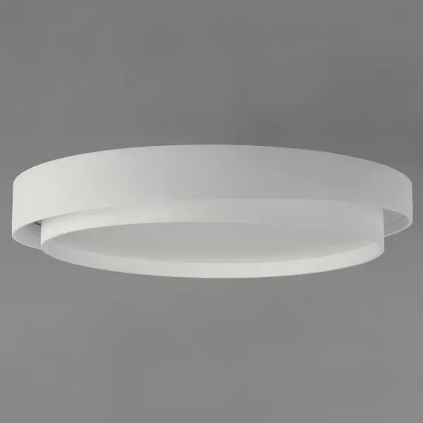 The Ziggurat's impressive 31.5" diameter and 5050 lumens make it ideal for grand residential rooms and commercial hospitality settings. Its spiraling two-tier design in matte white offers clean, modern aesthetics with substantial illumination. - alternate view