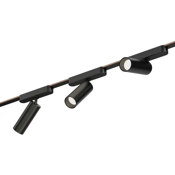 The Continuum mini spot delivers focused 500-lumen illumination in a sleek 1.5" profile. Field-adjustable track system allows custom configurations, while the paintable matte black finish adapts to any décor. - alternate view