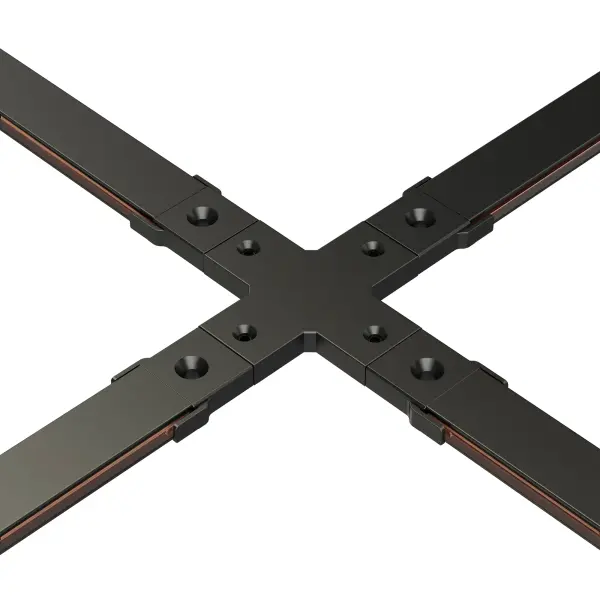This ultra-slim 4-way X connector enables creative track lighting configurations in the Continuum system. Lightweight and paintable, it allows designers to extend track in multiple directions for customized lighting layouts. - alternate view