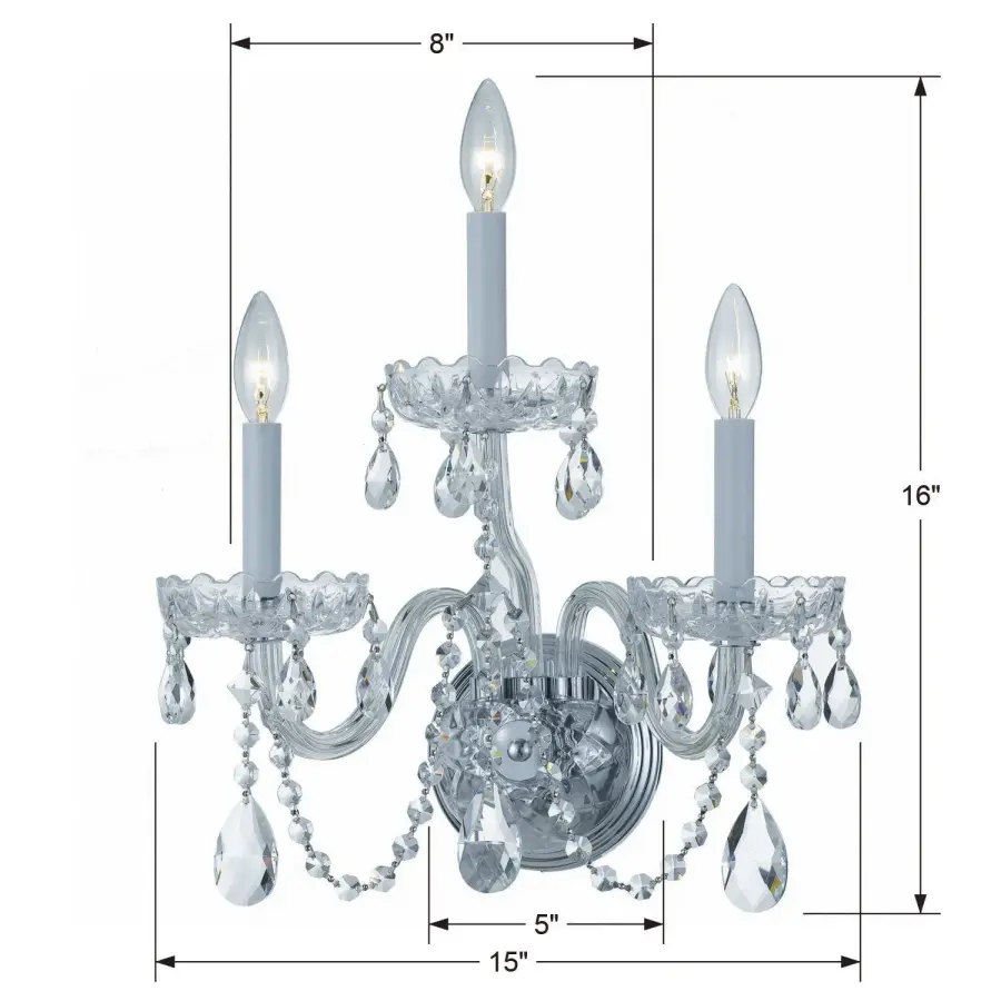 Traditional Crystal 15" Wall Sconce - Image 5