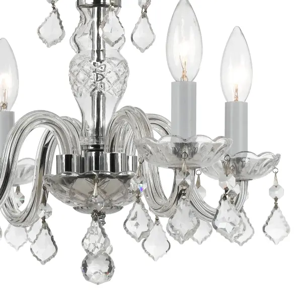 This 15" traditional crystal chandelier delivers classic glamour with sparkling crystal jewels and polished chrome finish. Perfect for smaller spaces needing elegant lighting, it brings jewelry-like sophistication to any room. - alternate view
