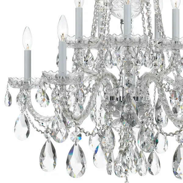 This 32-inch Traditional Crystal chandelier delivers classic elegance with cascading crystal swags that create awe-inspiring sparkle. Perfect for formal dining rooms and grand entryways, it combines timeless design with luxurious materials. - alternate view