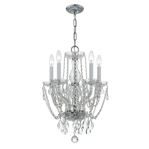 This mini chandelier delivers classic glamour with crystal jewel swags and polished brass finish. Perfect for smaller spaces needing sophisticated sparkle, from cozy dining areas to elegant bedrooms.