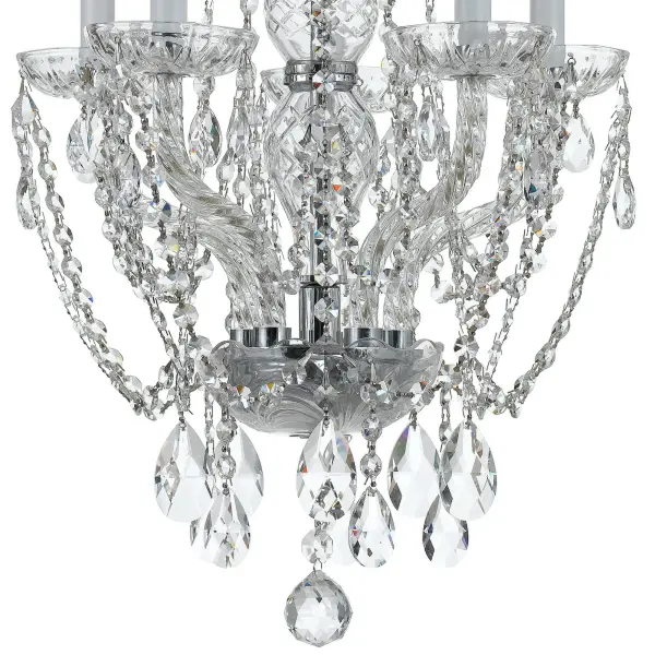 This mini chandelier delivers classic glamour with crystal jewel swags and polished brass finish. Perfect for smaller spaces needing sophisticated sparkle, from cozy dining areas to elegant bedrooms. - alternate view