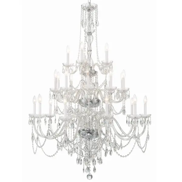 This 45-inch traditional crystal chandelier delivers show-stopping glamour with cascading crystal swags and polished brass finish. Perfect for grand spaces requiring dramatic lighting and sophisticated style.