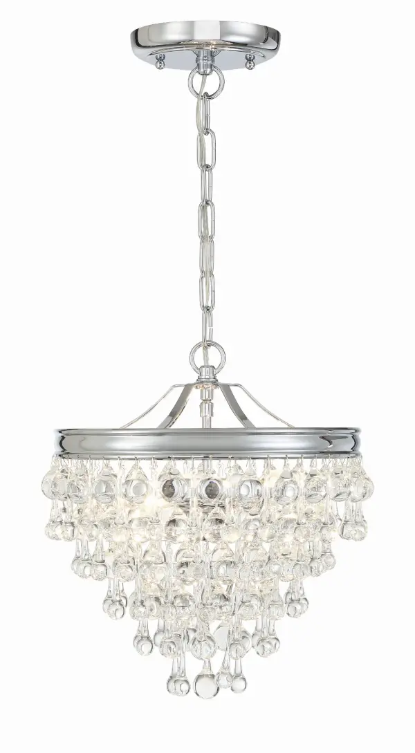 The Calypso 13" Chandelier brings sophisticated glamour to compact spaces with its abundance of clear crystal drops and balls. Perfect for adding a touch of luxury to bathrooms, bedrooms, and hallways.