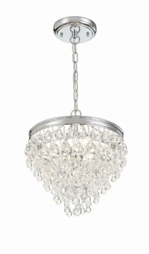 The Calypso 13" Chandelier brings sophisticated glamour to compact spaces with its abundance of clear crystal drops and balls. Perfect for adding a touch of luxury to bathrooms, bedrooms, and hallways. - alternate view