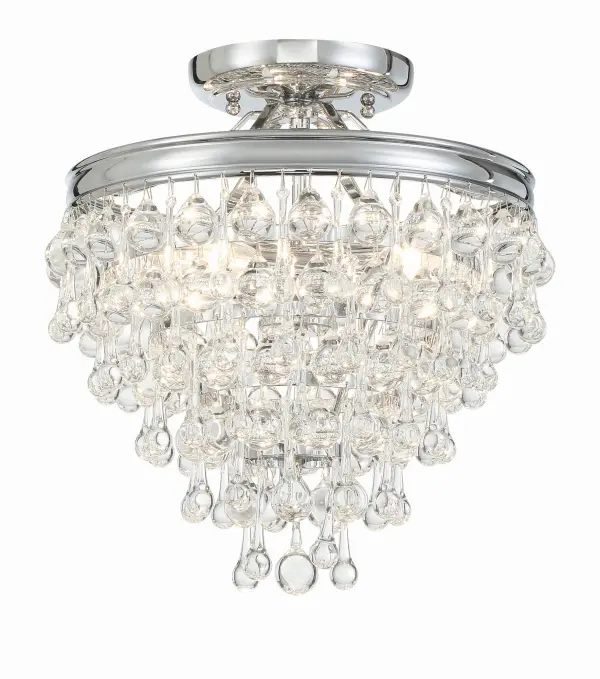 The Calypso brings sophisticated glamour to compact spaces with cascading crystal drops and balls. Its 13-inch profile makes it ideal for rooms with lower ceilings while delivering maximum sparkle and visual impact.
