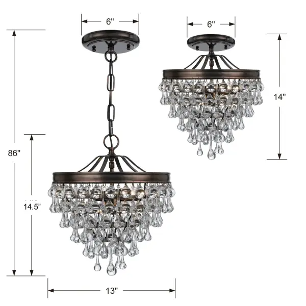 Calypso 13" Semi Flush Mount in Polished Chrome - Image 29