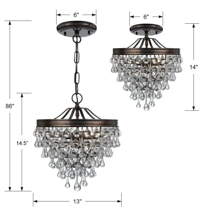 Calypso 13" Semi Flush Mount in Polished Chrome - Image 29