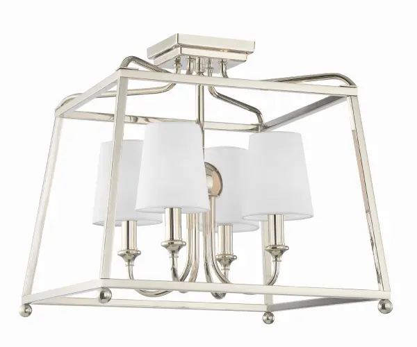 The Libby Langdon-designed Sylvan semi flush mount combines timeless elegance with modern sensibility. Its open-air construction and delicate metal framework create visual interest while maintaining spaciousness. - alternate view
