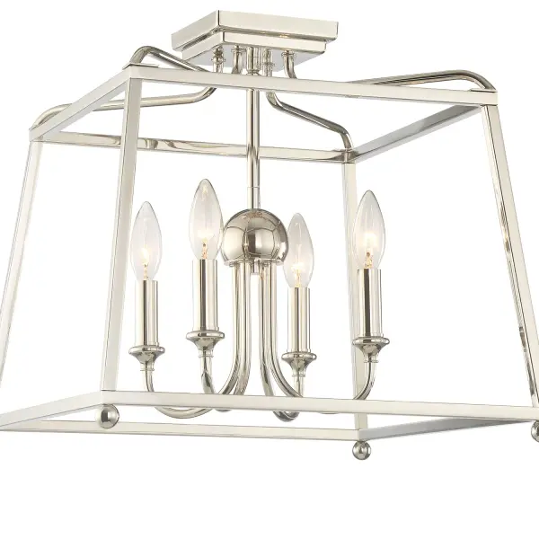 The Libby Langdon-designed Sylvan semi flush mount combines classic sophistication with modern sensibility. Its open-air metal frame creates visual spaciousness while delicate lines add refined detail to any ceiling. - alternate view