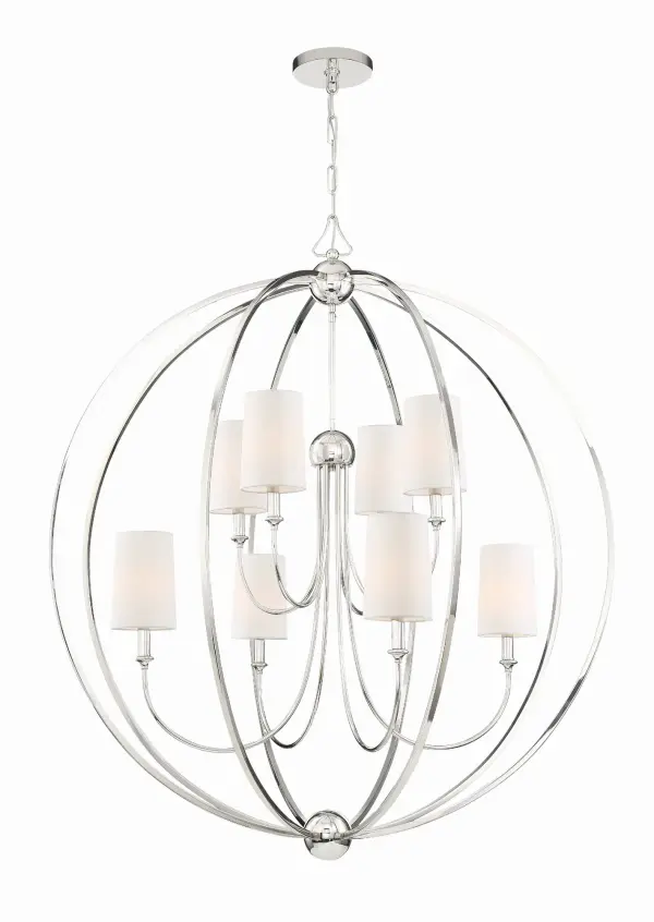The Libby Langdon-designed Sylvan chandelier combines open-air construction with delicate metalwork for a statement piece that enhances spaciousness while delivering classic elegance and modern refinement. - alternate view