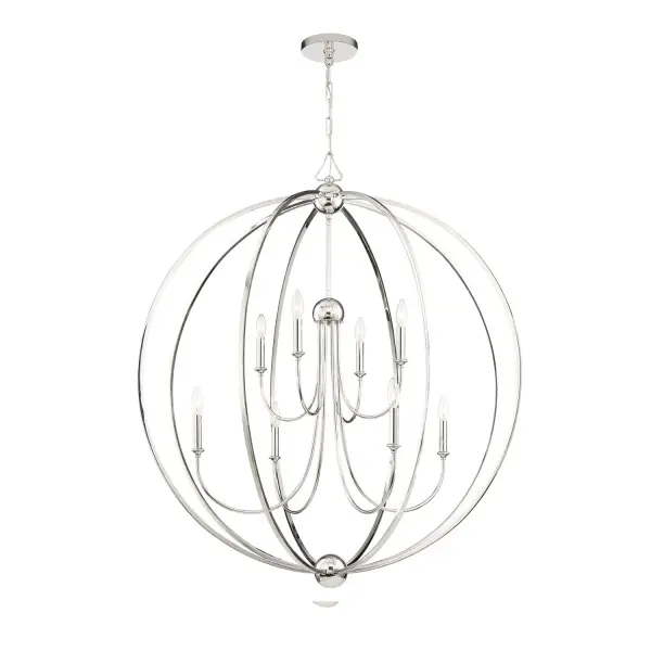 The Libby Langdon-designed Sylvan chandelier combines timeless elegance with modern sensibility. Its open-air construction and delicate metalwork create visual interest without overwhelming the space, perfect for grand dining rooms and entryways. - alternate view