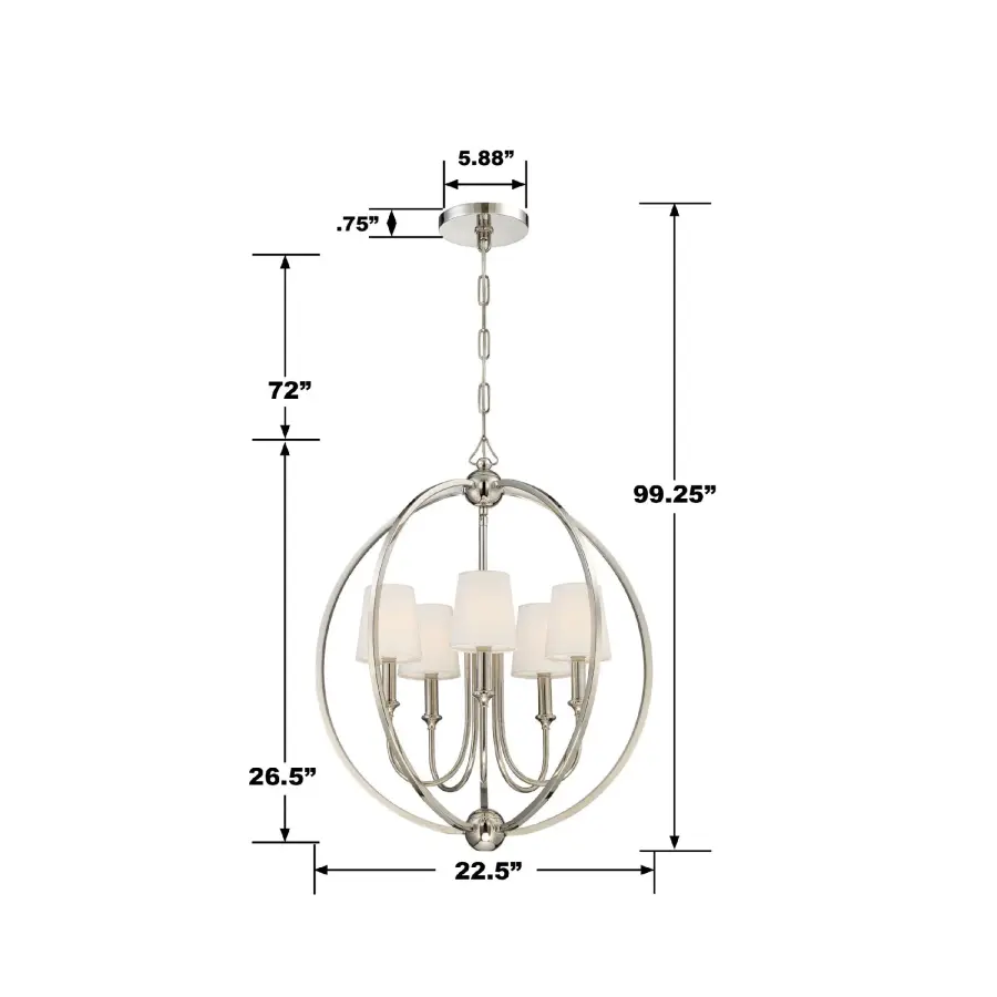 Sylvan 22.5" Chandelier in Polished Nickel - Image 4