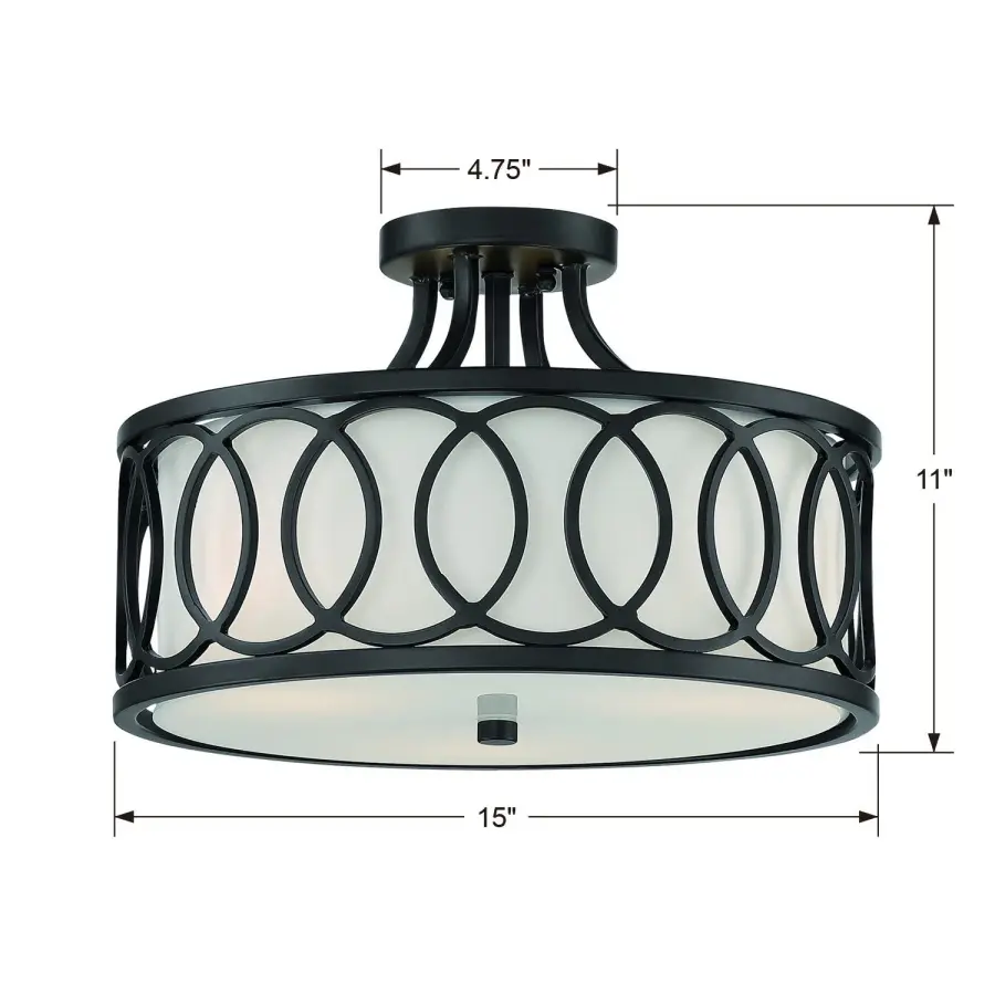 Graham 15" Semi Flush Mount in Antique Gold - Image 15