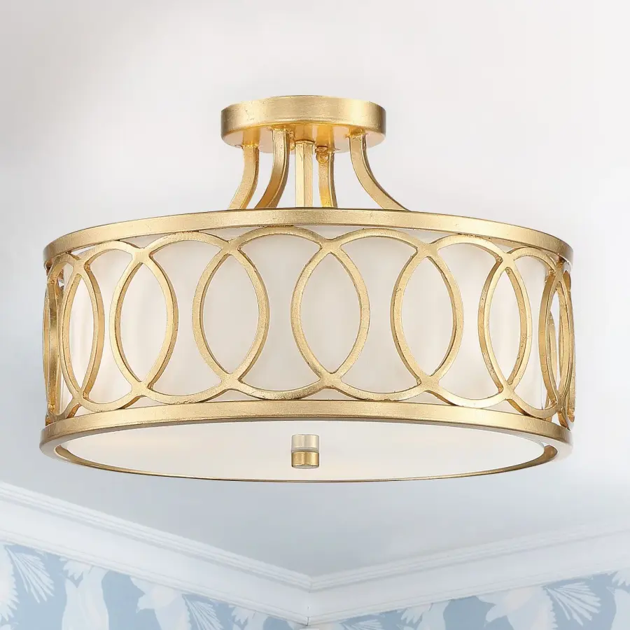 Graham 15" Semi Flush Mount in Antique Gold - Image 6