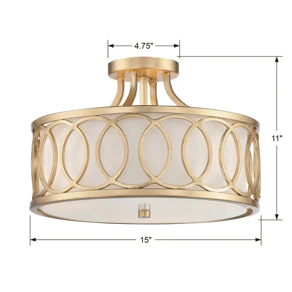 Graham 15" Semi Flush Mount in Antique Gold - Image 7