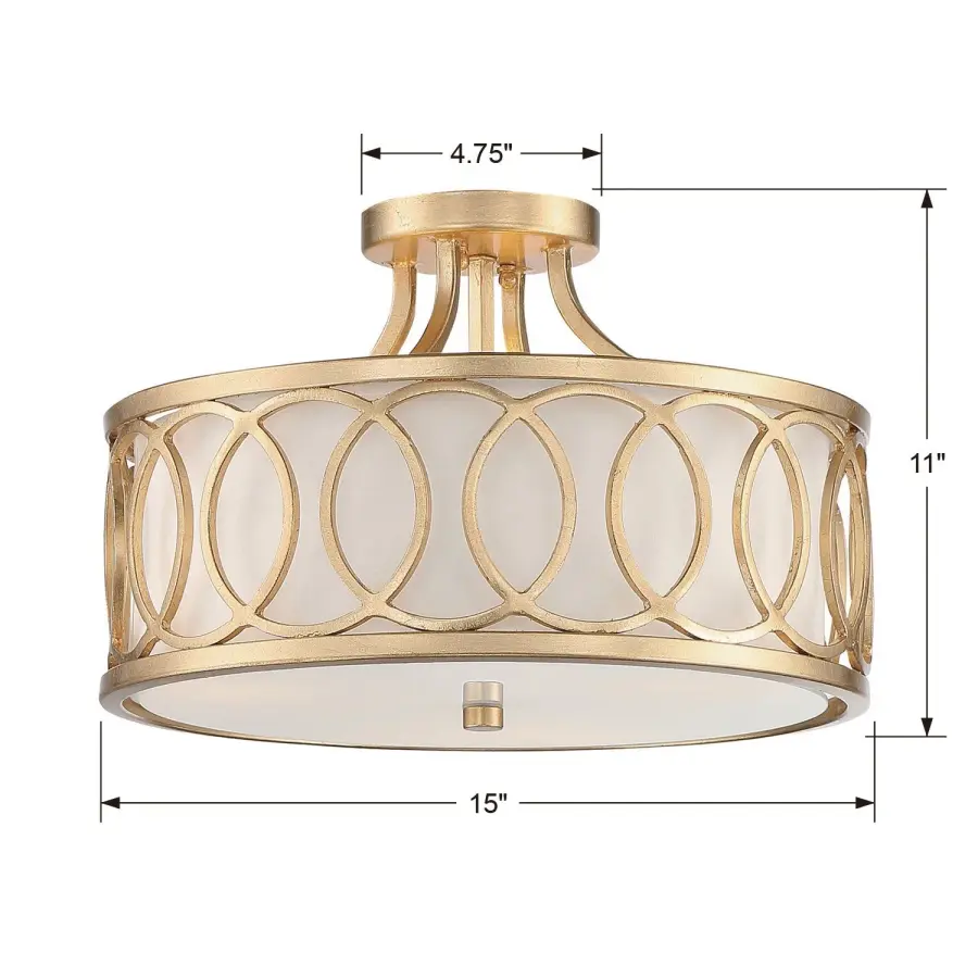 Graham 15" Semi Flush Mount in Antique Gold - Image 7