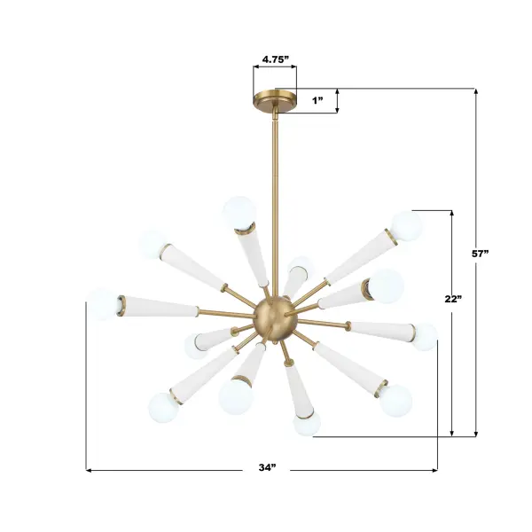 Zodiac 34" Chandelier in Aged Brass - Image 16