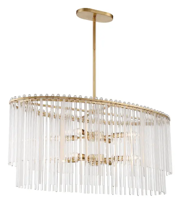 The Bleecker combines minimalist mid-century design with glamorous crystal detailing. Its 36-inch oval frame features delicate crystal beads and drops that add dimension while maintaining a clean, modern aesthetic. - alternate view