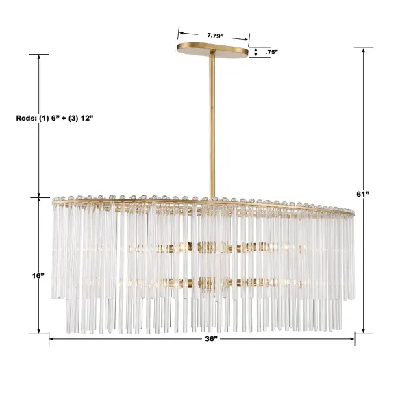 Bleecker 36" Oval Chandelier in Antique Gold - Image 5
