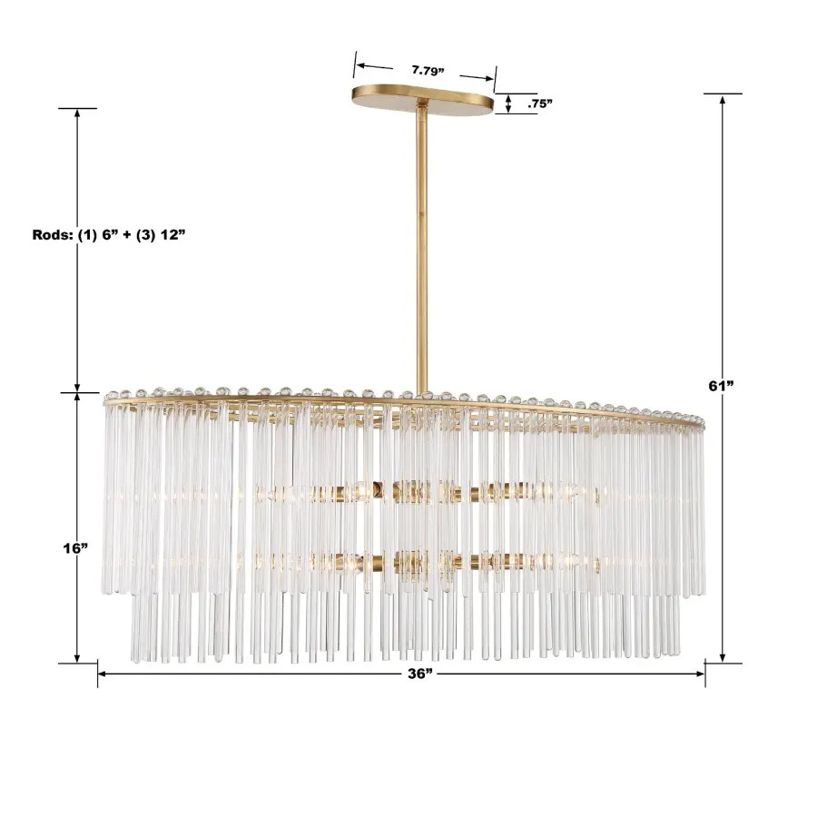 Bleecker 36" Oval Chandelier in Antique Gold - Image 5