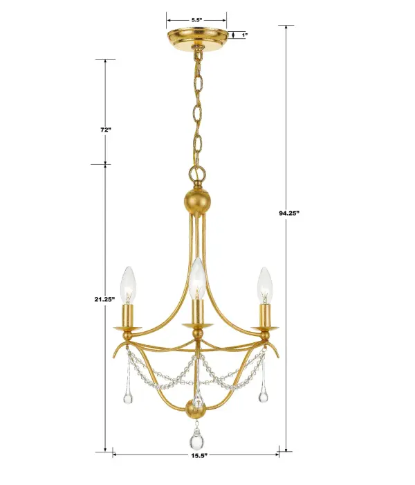Metro 15.5" Chandelier in Antique Gold - Image 5