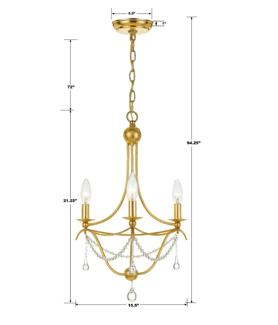 Metro 15.5" Chandelier in Antique Gold - Image 5