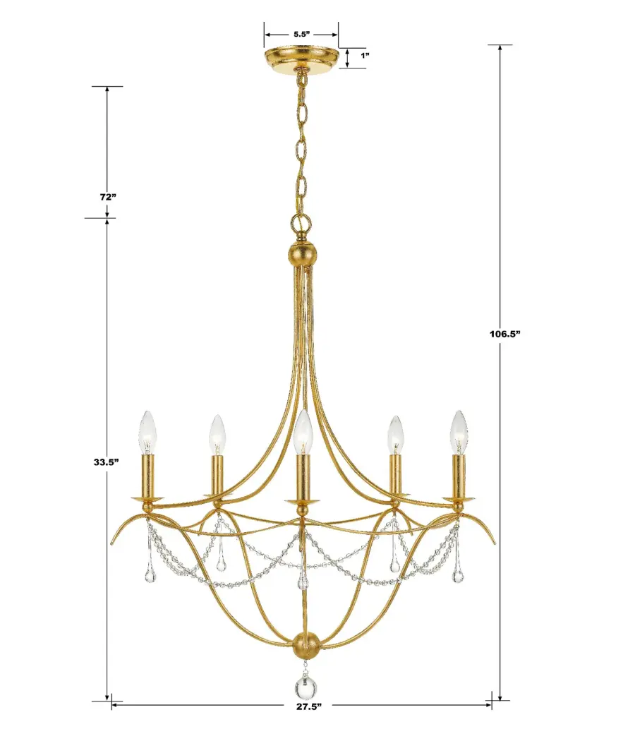 Metro 27.5" Chandelier in Antique Gold - Image 6