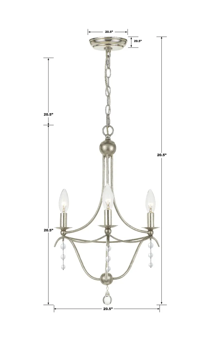 Metro 15.5" Chandelier in Antique Silver - Image 2
