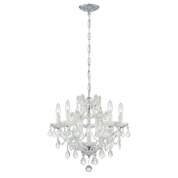 The Maria Theresa chandelier brings luxurious traditional elegance to smaller spaces with its abundant crystal draping and polished chrome frame. At 20 inches, it's perfectly scaled for bedrooms, entryways, and closets. - alternate view