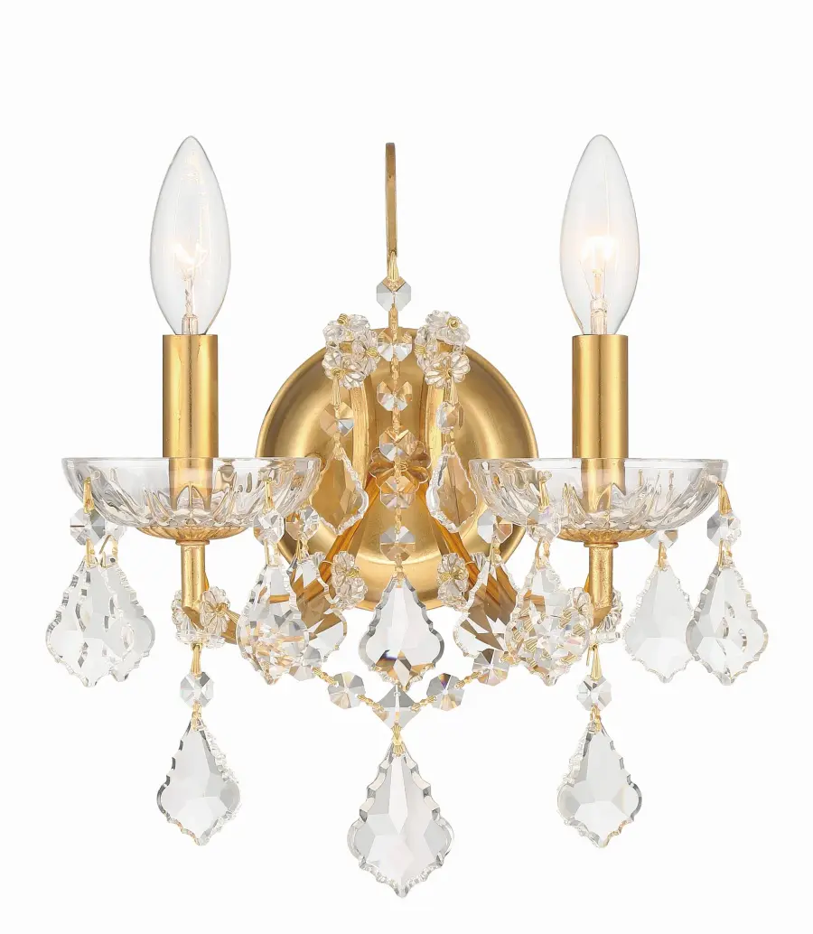 Filmore 10.5" Antique Gold Crystal Sconce - Image 1