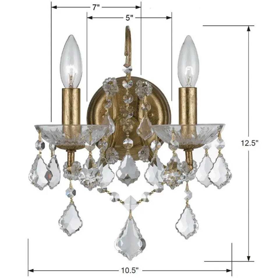 Filmore 10.5" Antique Gold Crystal Sconce - Image 6
