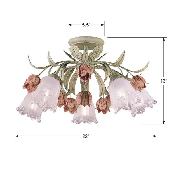 Southport 22" Semi Flush Mount in Sage Rose - Image 6