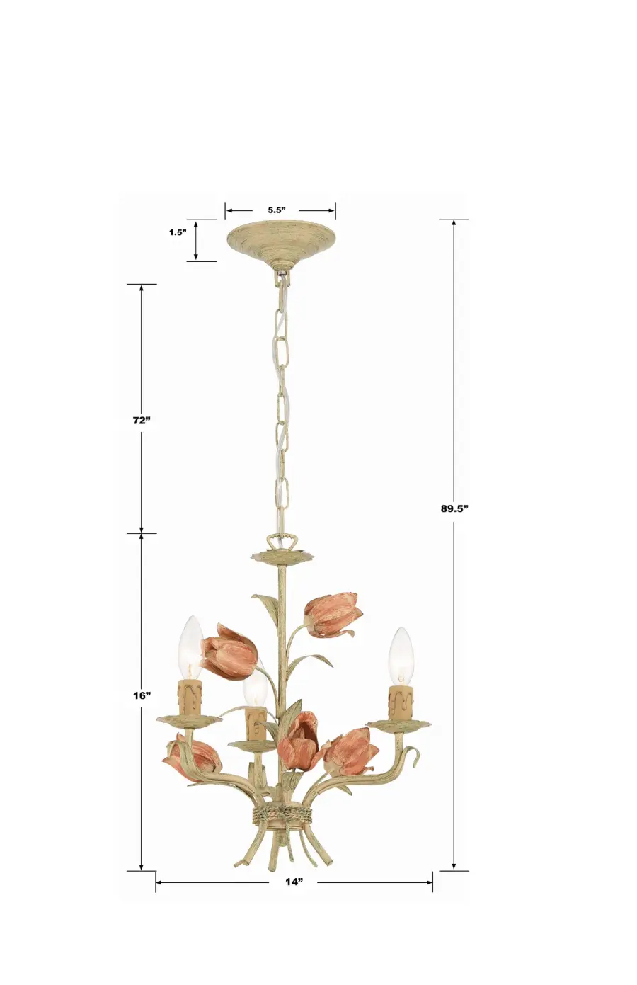 Southport 14" Chandelier in Sage Rose - Image 5