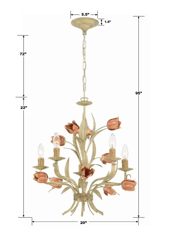 Southport 20" Chandelier in Sage Rose - Image 6