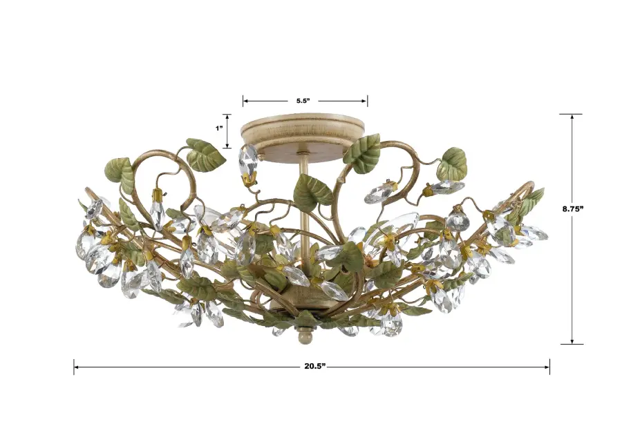Josie 20.5" Semi Flush Mount in Champagne Green Tea - Image 8