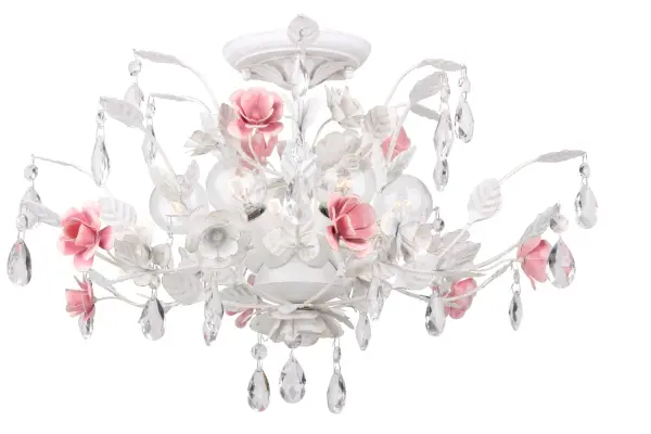 Elegant French-Inspired Semi Flush with Crystal Accents - Image 1