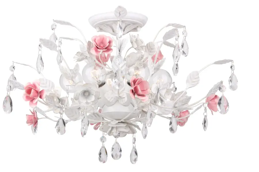 Elegant French-Inspired Semi Flush with Crystal Accents - Image 1