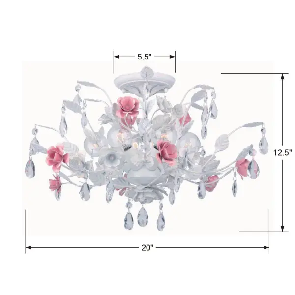 Elegant French-Inspired Semi Flush with Crystal Accents - Image 5