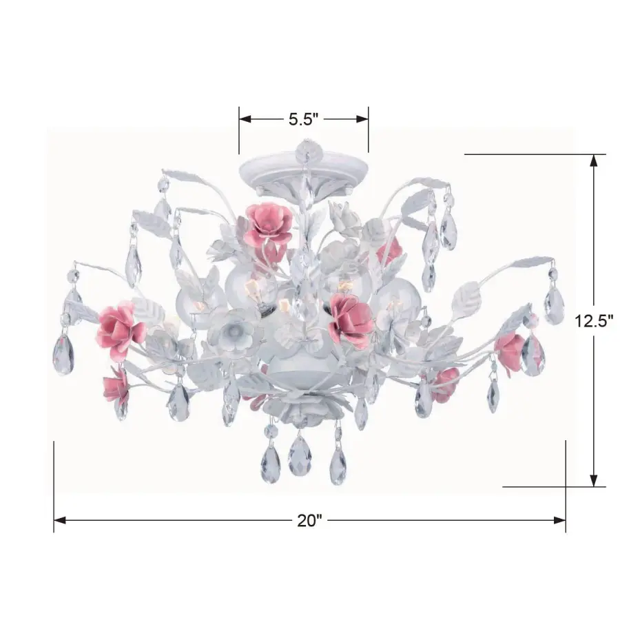Elegant French-Inspired Semi Flush with Crystal Accents - Image 5