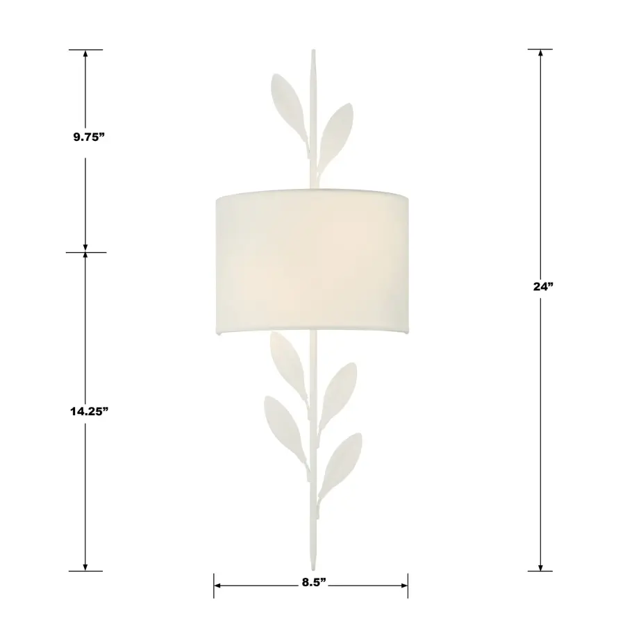 Broche 8.5" Wrought Iron Leaf Sconce - Image 14