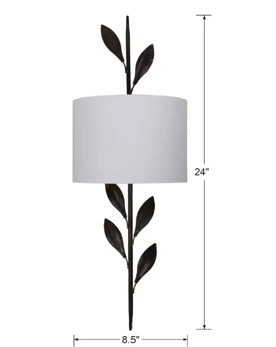 Broche 8.5" Wrought Iron Leaf Sconce - Image 28
