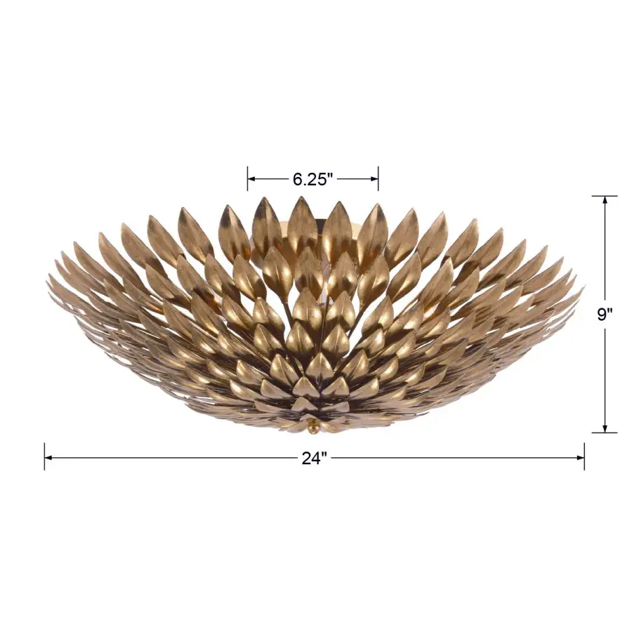 Broche 24" Semi Flush Mount in Antique Gold - Image 8