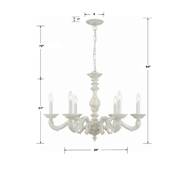 Paris Market 28" Chandelier in Antique White - Image 6