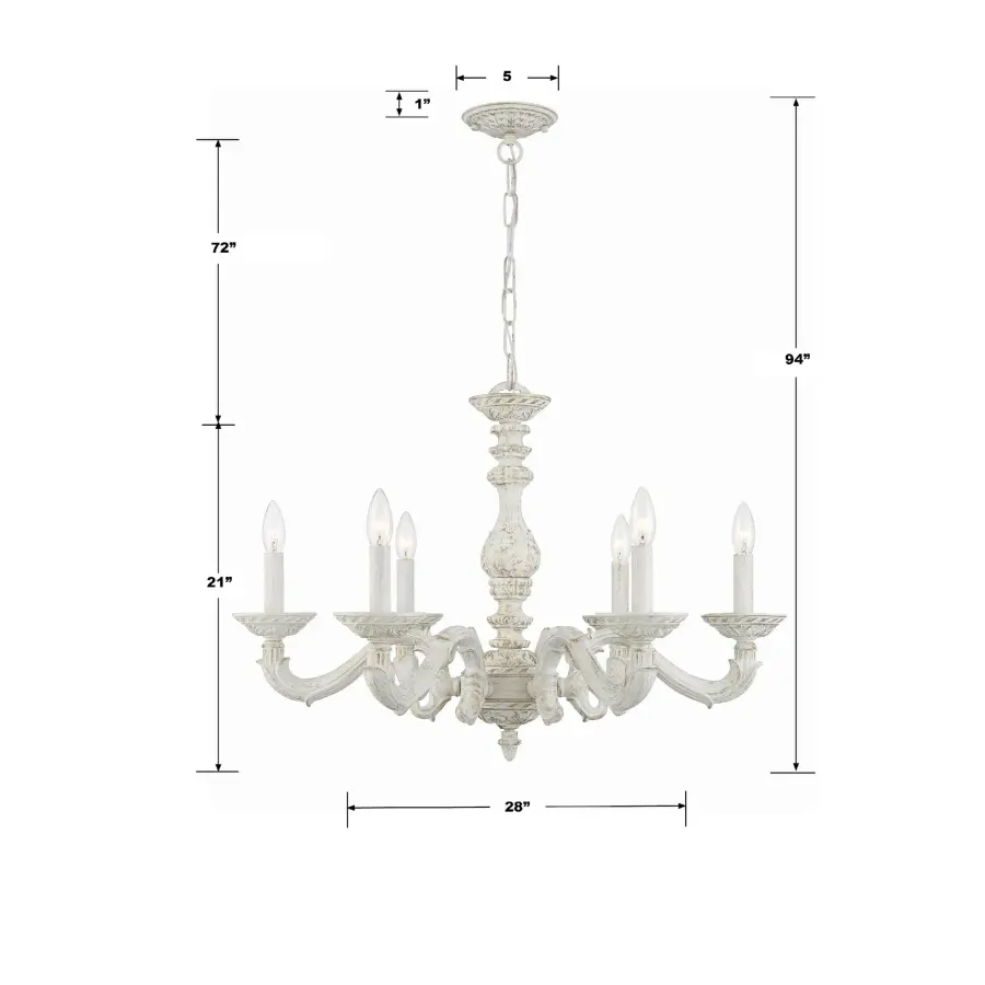Paris Market 28" Chandelier in Antique White - Image 6