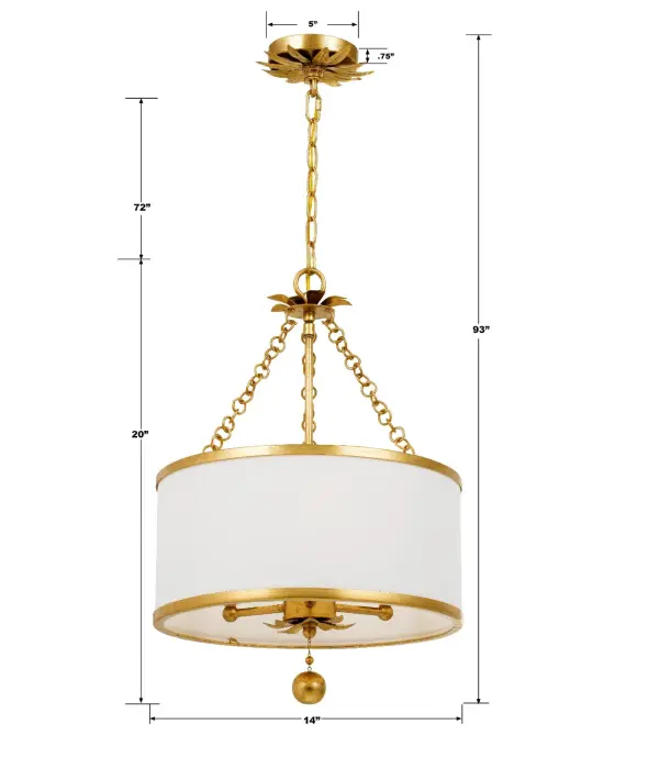 Broche 14" Antique Gold Chandelier - Image 7